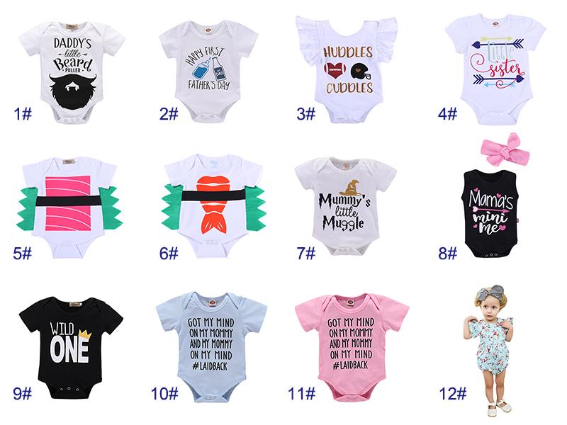 0-18M Baby Printing Rompers 12+ Designs Letters Cartoon Printed Baby Boy and Girls Jumpsuits Summer Cotton Clothing Outfit TIANGELTG